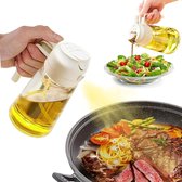 SWEET VIEW Oliesproeier voor koken, 2 stuks, 470 ml, 2-in-1 oliedispenser en oliesproeier, glazen oliedispenser voor keuken, koken, salade, barbecue ( groen, wit