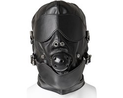 Volledige BDSM Hoofdkap met Mondknevel & Blinddoek – Verstelbare Fetish Masker voor Dominantie & Overgave