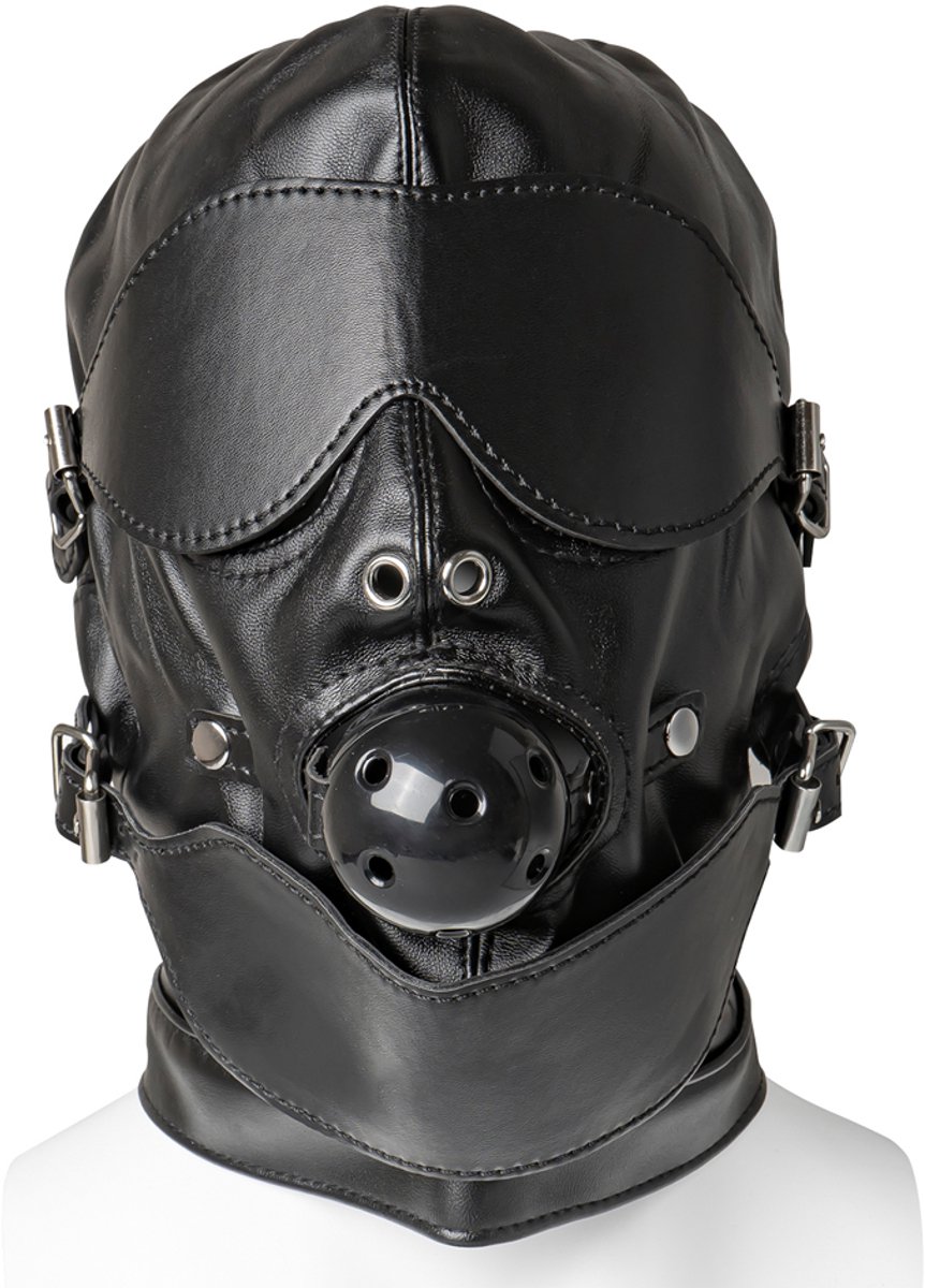 Volledige BDSM Hoofdkap met Mondknevel & Blinddoek – Verstelbare Fetish Masker voor Dominantie & Overgave