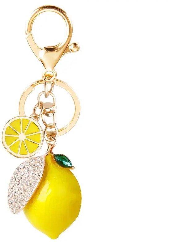 Porte-clés de Luxe inspiré du citron - Italie - fruit - avec pierres en zircone - cadeau