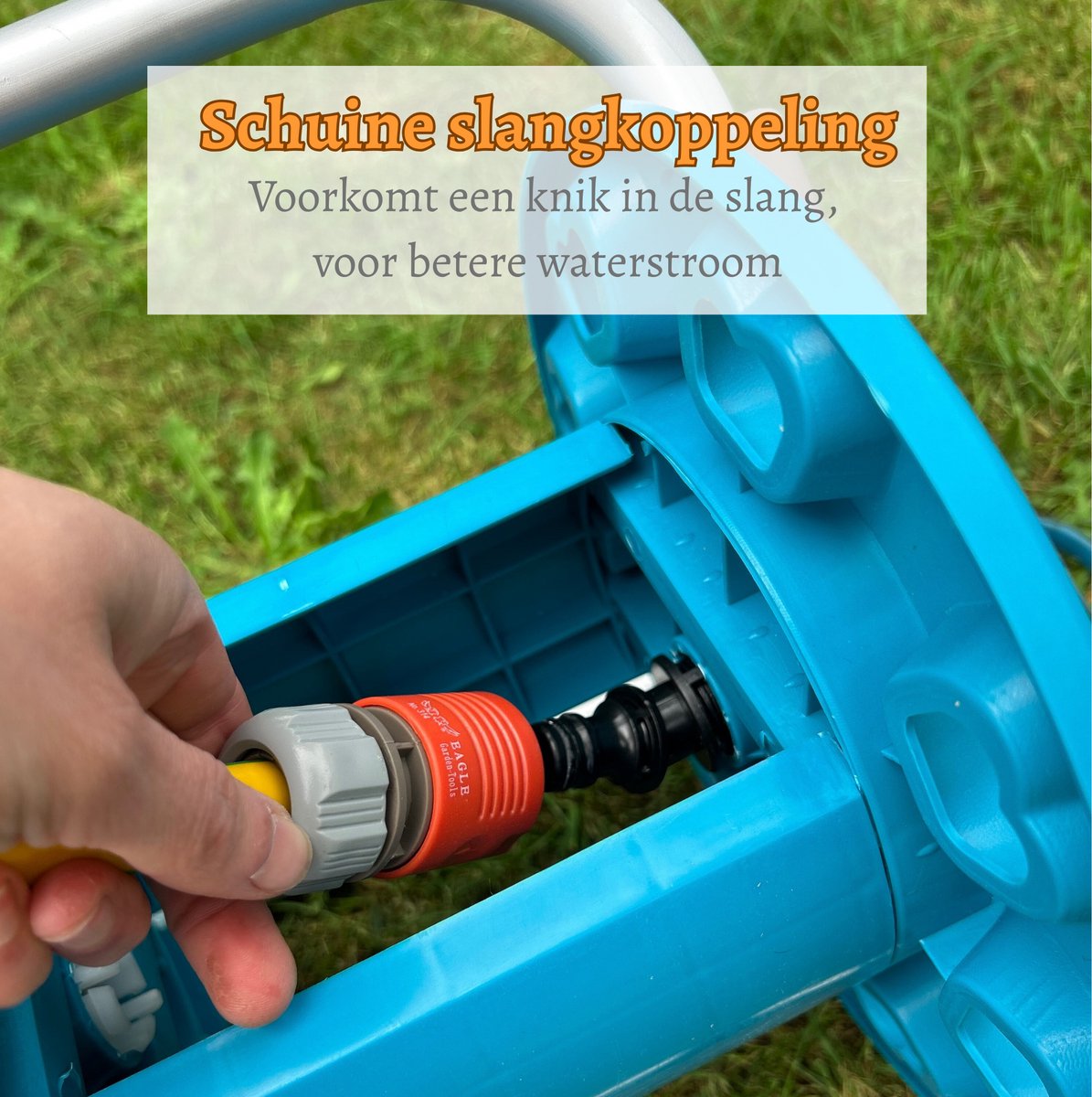 Slangenwagen Met 50 Meter Tuinslang | Eagle Garden | Incl. Spuitkopstuk en Connectors | Geel – foto 6