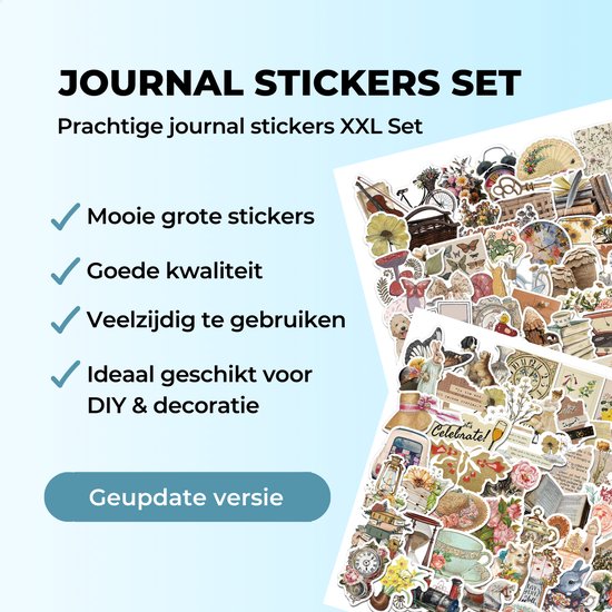 RENALUX Journal Stickers - Journaling Producten - Stickers Volwassenen - Stickers Bullet Journal - Stickerboek - Stickervellen - Journal Spullen - Journal Stickerboekje - Retro Stickers - 202 Stickers