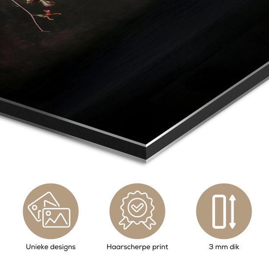 Aluminium schilderij 90x120 cm - Wanddecoratie metaal - Sierlijk - Boeket - Vaas - Metalen muurdecoratie woonkamer - Decoratie industrieel - Foto op dibond - Industriële accessoires slaapkamer