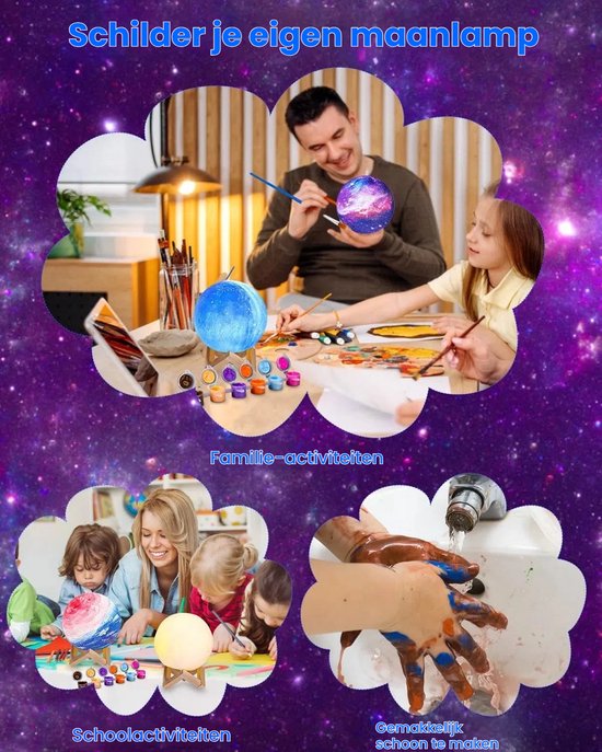 Knutselset Maanlamp Schilderset, 3D Maanlamp Schilderset, Knutselset Kinderen Maanlamp Schilderset, DIY Maan Nachtlampje, Meisjes Cadeau-ideeën Schilderen Verjaardagscadeaus, Knutselen voor Meisjes 3-12 van Merkloos — afbeelding 4