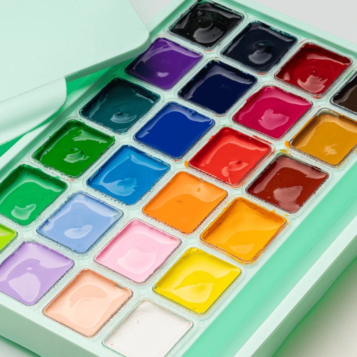 HIMI - Gouache - set van 24 kleuren - 30gr - 3 penselen - Groen — afbeelding 4
