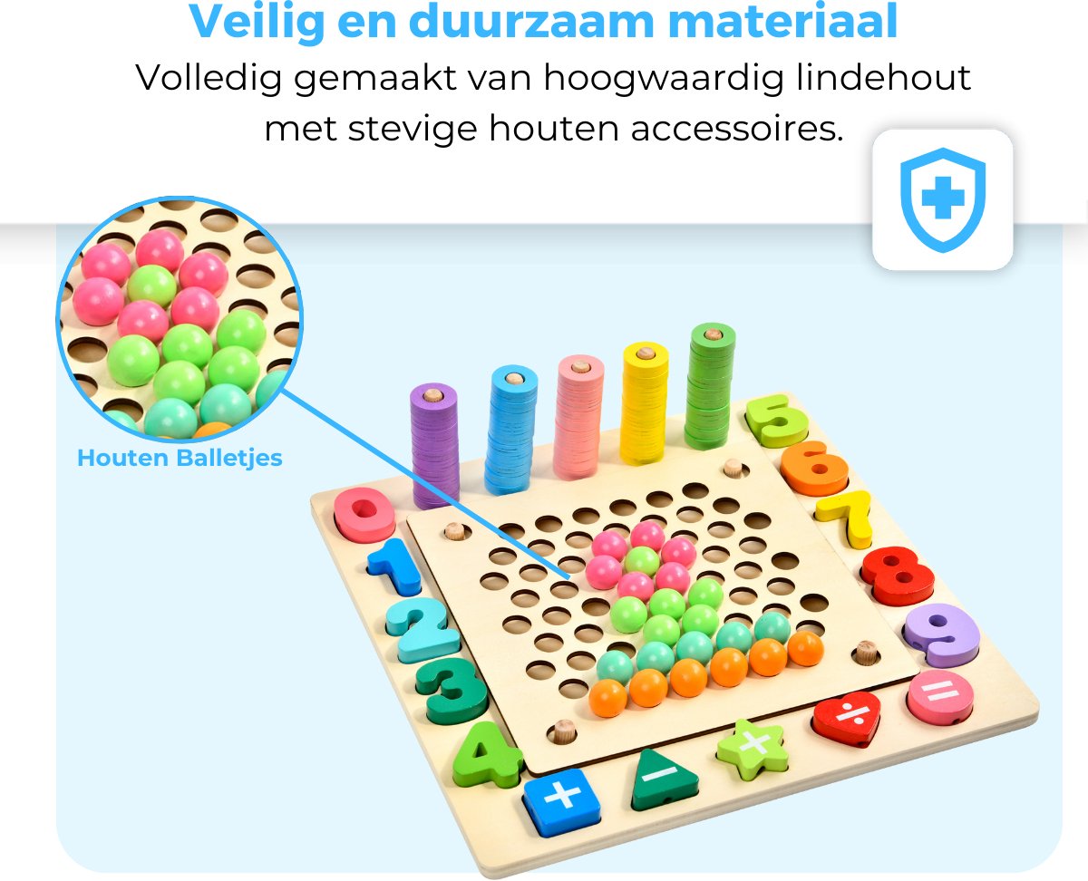Mauzek® Montessori Bord – 178-delig – Activiteitenbord – Visspel – Sorteerspel – Cijfers – Houten Speelgoed – Activity Board – Magneet Spel – Sensorisch Speelgoed – Peuter Speelgoed – Jongens – Meisjes – 3 jaar – 4 jaar – 5 jaar – 6 jaar — afbeelding 8