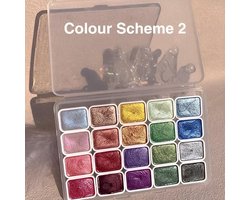 Vivva - Aquarelverf Set - Aquarel Verf - Aquarelverf voor Volwassenen - Verfdoos - Verfpalet - Schilderspalet - 20 Kleuren - Kleurenschema 2 - COLORLINKE