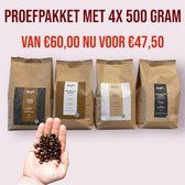 Bol.com Koffiebonen Proefpakket - 4x 500gram Koffiebonen Cadeaupakket - Probeer ons unieke Koffie Proeverij Pakket - Koffiebonen... aanbieding