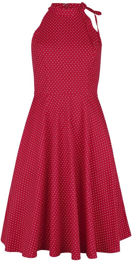 Banned Hattie Halter Spot Dames Midi-jurk - rood/wit - S