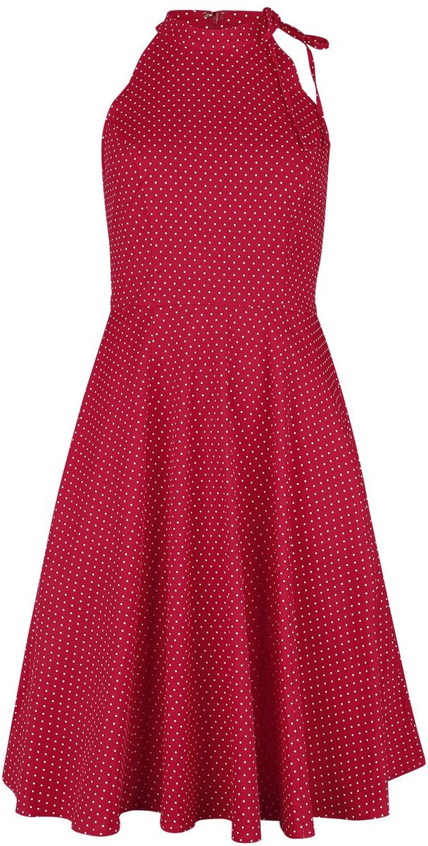 Banned Hattie Halter Spot Dames Midi-jurk - rood/wit - S