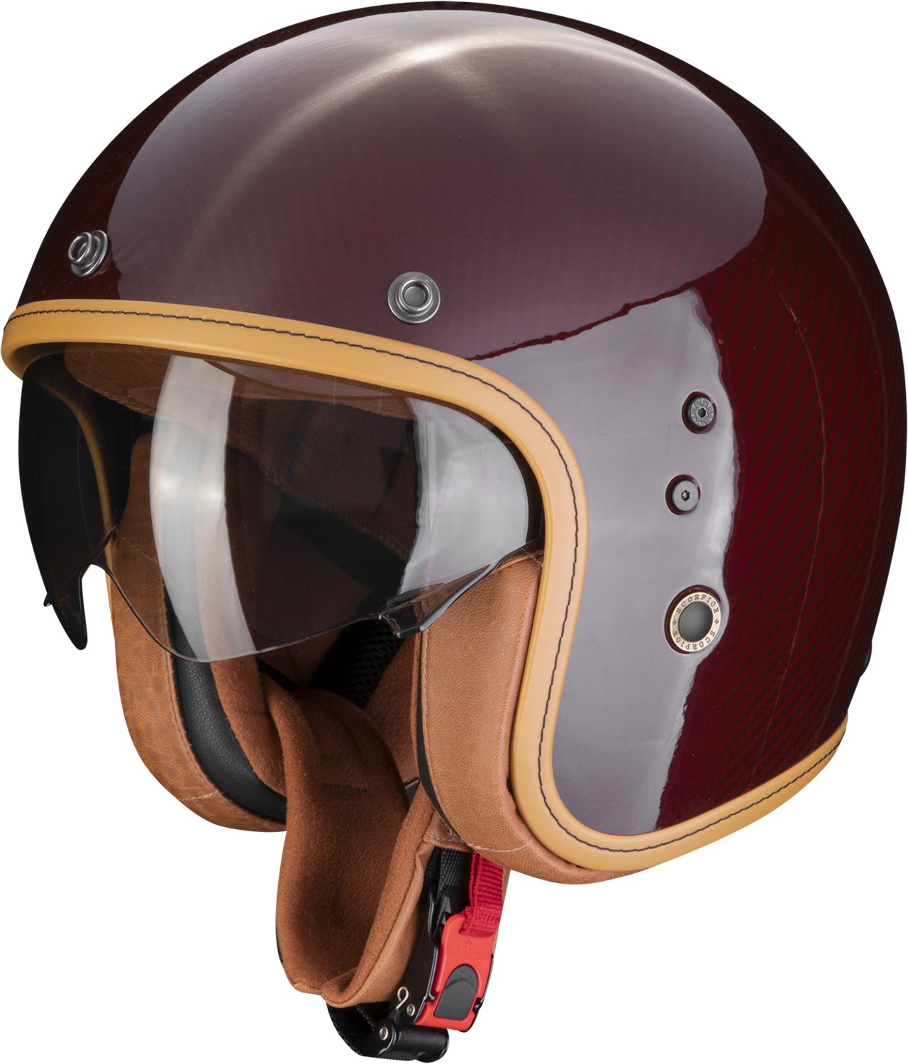 Scorpion Belfast Carbon Evo Solid Rood Jethelm - Maat M - Helm