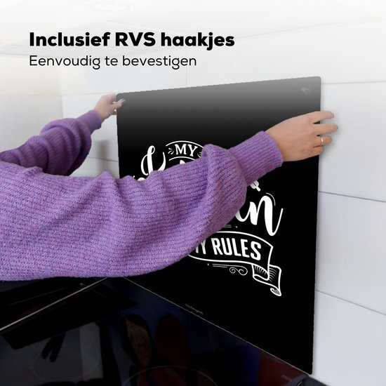 KitchenYeah® Protection plaque induction 58x59 cm - Noir - Citation - Ma cuisine, mes règles - Protege plaque de cuisson - Couvre plaque induction - Protecteur d'induction - Cuisine