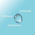 Druppel serum met tekst: Vitamine B5, Panthenol, Hyaluronzuur.