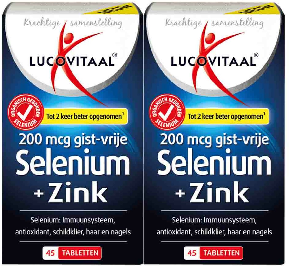Goedkoopste 2x Lucovitaal Selenium & Zink 200 mcg Gistvrij 45 tabletten