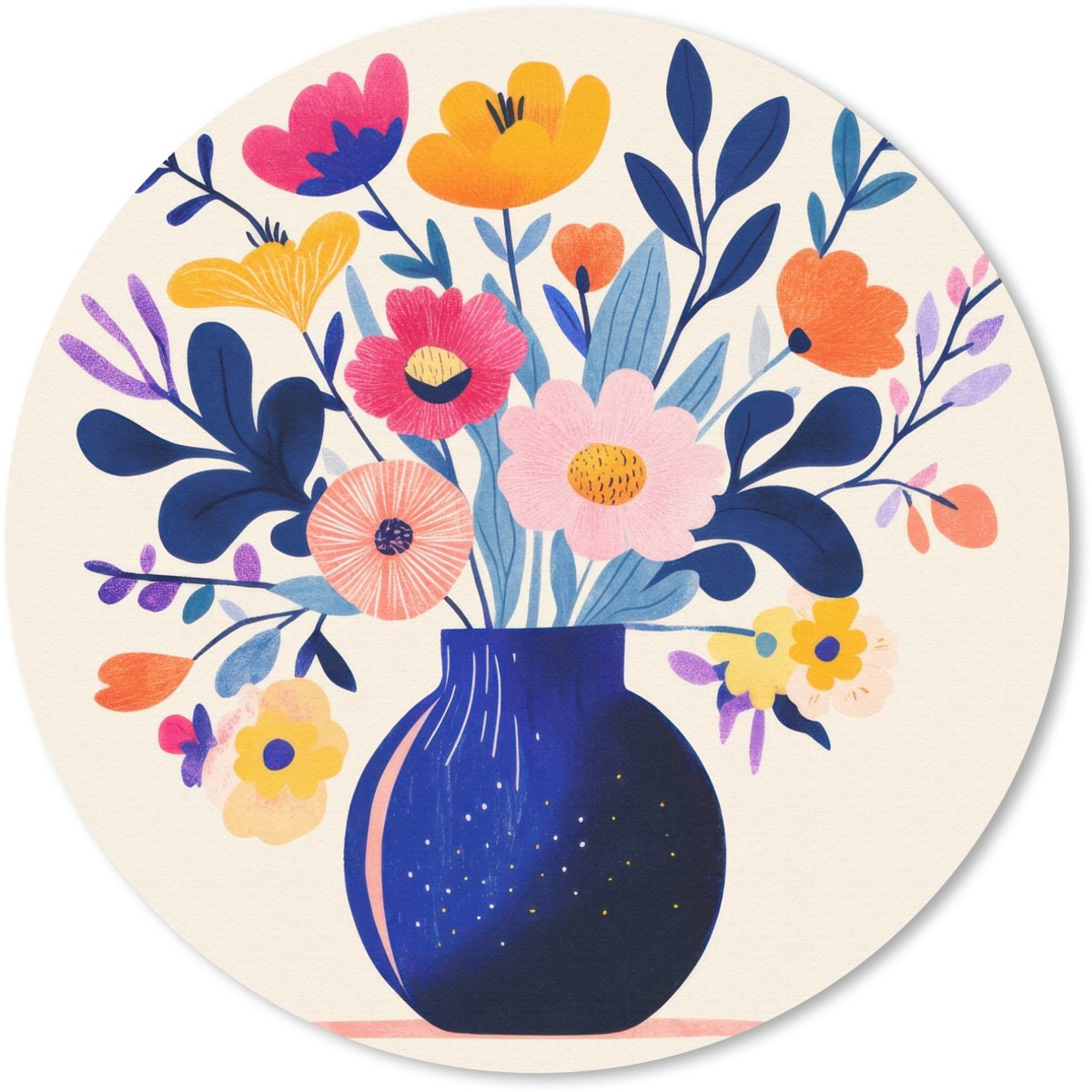 Muismat rond 30x30 cm - Mousepad Vaas - Bloemen - Boeket - Ronde muismatten
