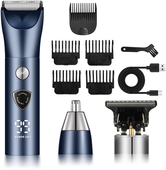 Draadloze Tondeuse Mannen - 3 in 1 - Haartrimmer - Barber Hair Clipper - Kapper Trimmer - Trimmer Baard - Trimapparaat - Elektrisch Scheerapparaat - Neustrimmer - 5 Opzetstukken - Usb Oplaadbaar