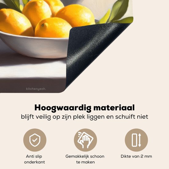 KitchenYeah® Protection plaque induction 60x55 cm - Citrons - Nature morte - Jaune - Protege plaque de cuisson - Couvre plaque induction - Protecteur d'induction - Cuisine