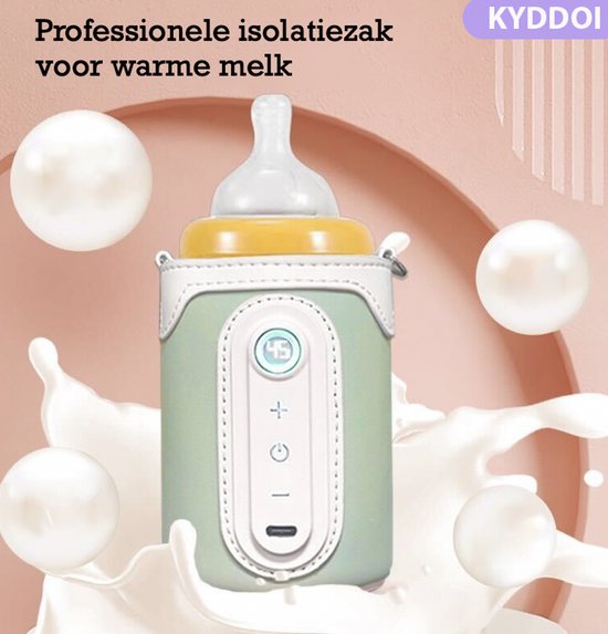 KYDDOI Flessenwarmer - Flessenwarmer onderweg - 40°C tot 65°C 26 versnellingen - moet opladen, via auto-energie, mobiele telefoonoplader, mobiele powerbank - Groen van Merkloos — afbeelding 3