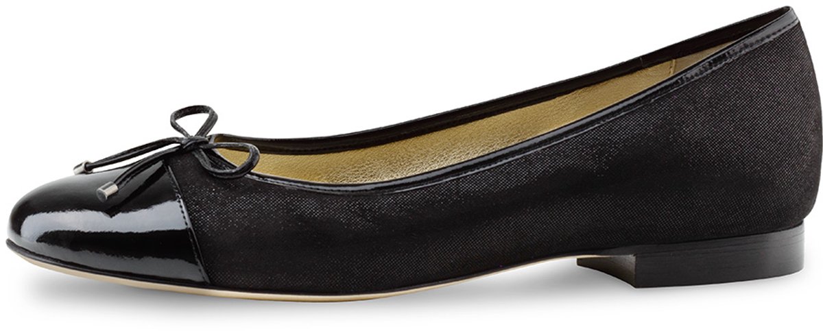 Werner Kern Jil Ballerina Schoenen Dames - Zwart Leer en Suede - Lederen Zool - Hoge Kwaliteit Damesschoenen - Ballerina's met strikje - Werner Kern Ballerinas - Zwart - 42