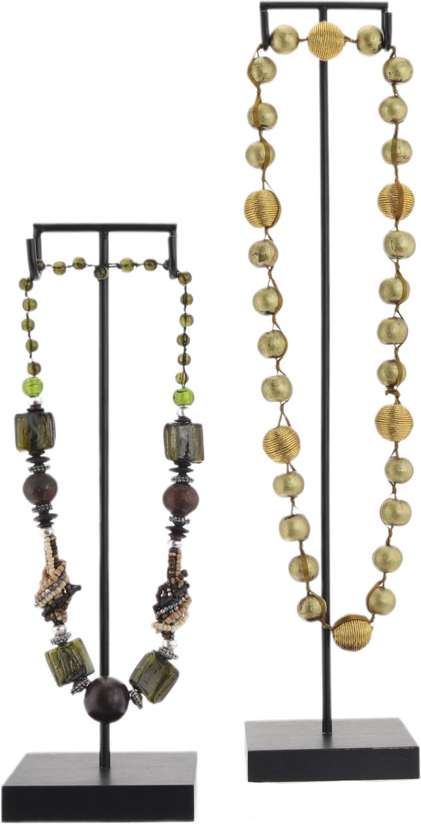 Behave Atelier Noir - Decoratieve Ketting Standaard - Incl. Handgemaakte Kettingen - Luxe Woondecoratie - Boho Ibiza/Balinese stijl - 30 cm & 45 cm