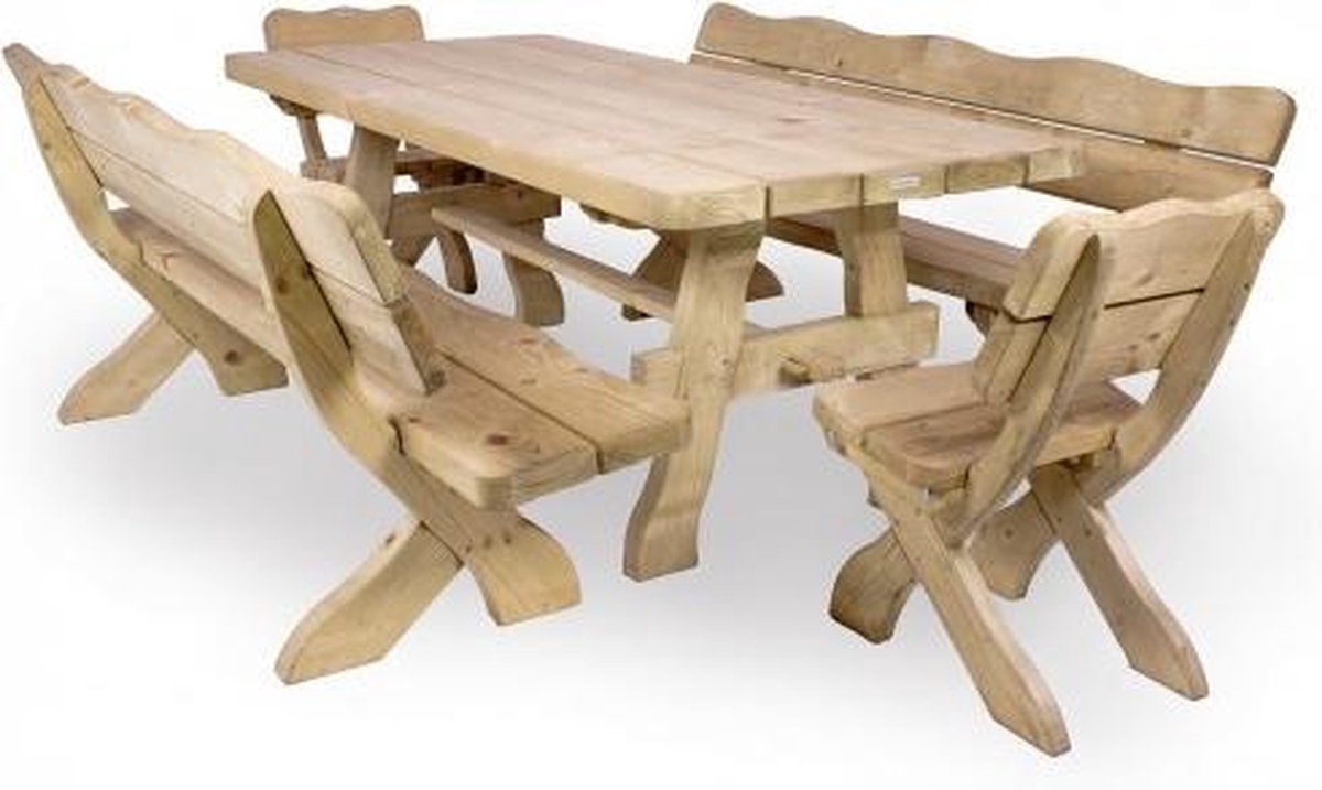 MaximaVida houten tuinset Provence 200 cm met 1 tafel en 2