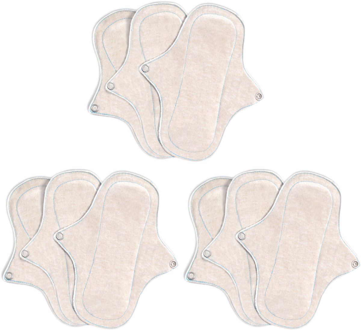 Eco Femme wasbare Inlegkruisjes 3-Pack (met pul) - 100% Biologisch Katoen - GOTS - Wit - duurzaam - herbruikbaar - wasbaar - zonder plastic - MULTI-pack 3 sets (= 9 inlegkruisjes)