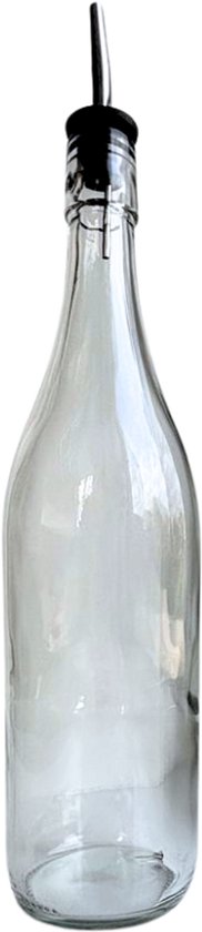 Bouteille En Verre 1 Litre Noire Mat Avec Bec Verseur Inox Free-Flow - Huile D'Olive, Vinaigre, Étiquettes Incluses