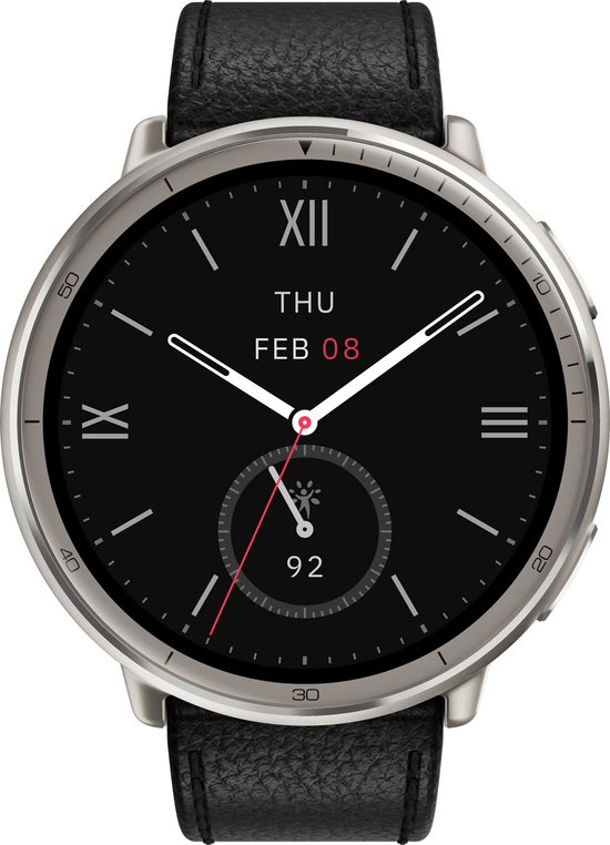 Amazfit Active 2 Round - Smartwatch - 44 mm - Black leather