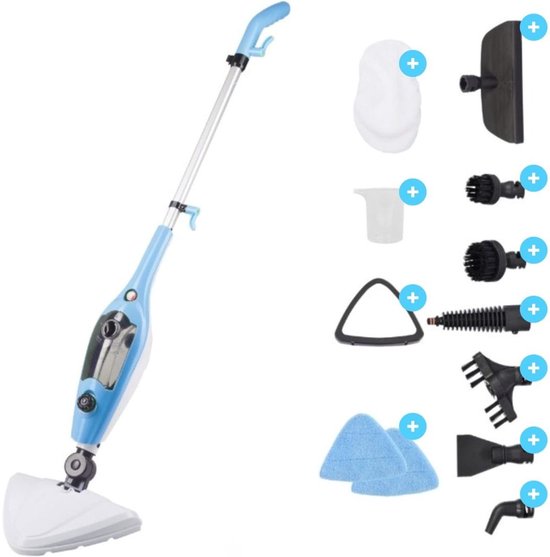 Zylo® Stoomdweil - Stoomreinigers - Stoommop - 9 in 1 - 30x21x21cm - Blauw