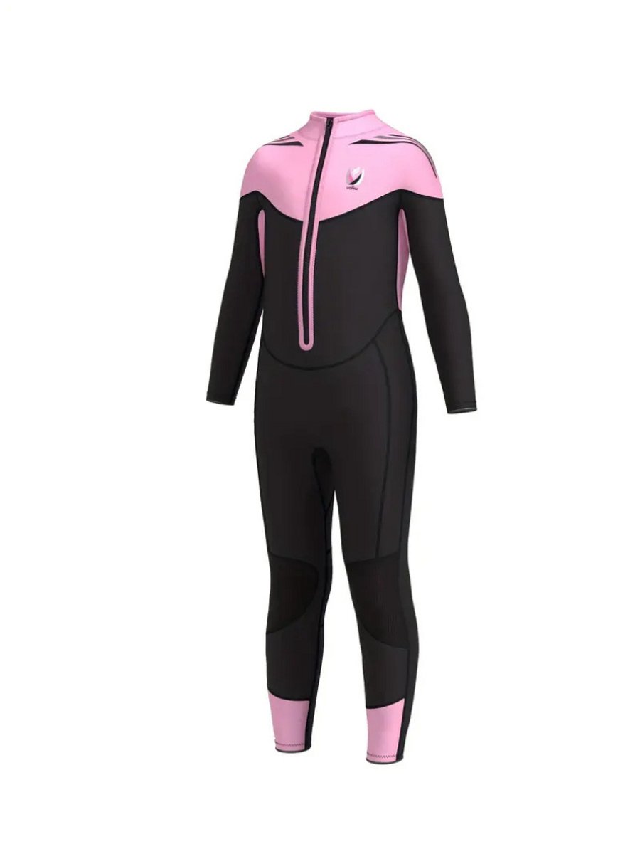 Livano Wetsuit Kinderen Swimsuit Shorty Surfpak Duikpak Lange Mouw Zwemsuit – 6y Roze