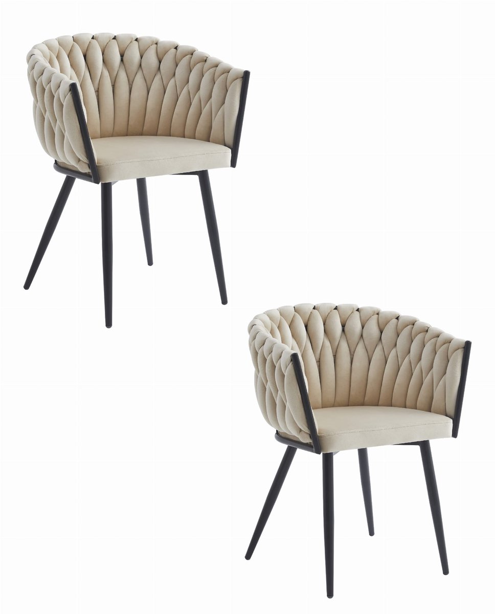 LEOBERT ORION stoel - beige fluweel / zwarte poten x 2