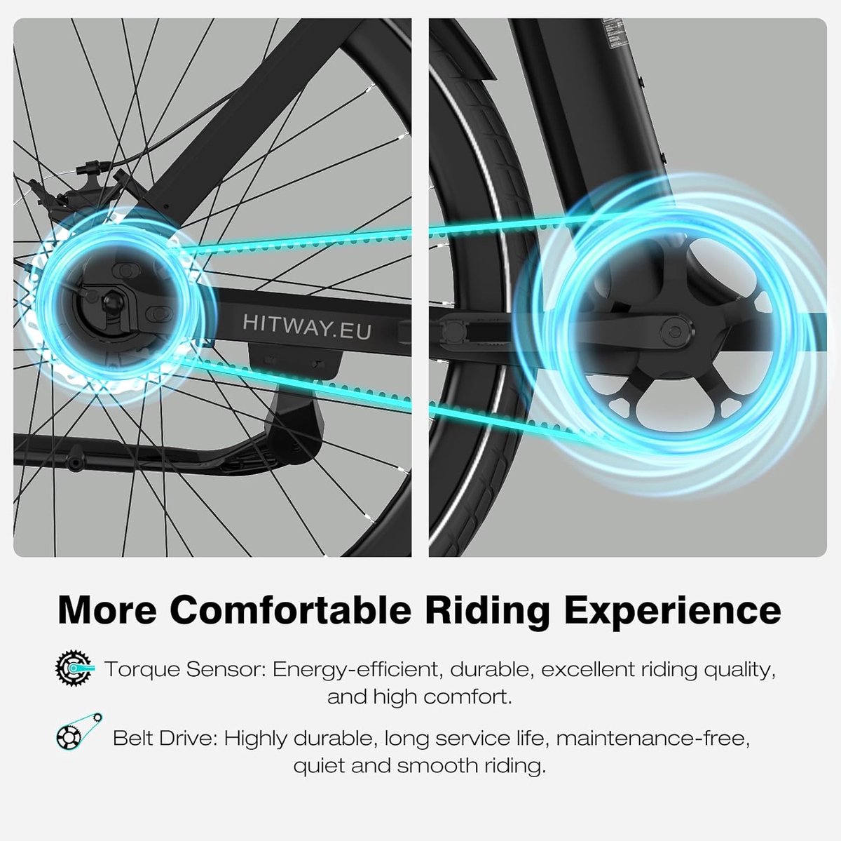 Hitway&Joieem Elektrische Fiets X - Trendy 27.5Inch City Commuter EBike met Afneembare 36V 9.6Ah Lithium Batterij - Intelligente elektrische stadsfiets - APP&NFC - IP54 Waterdicht - afbeelding 2