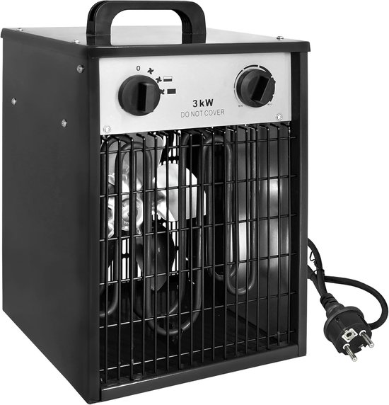 Aufun 3KW Ventilatorkachel Elektrische Kachel Professionele Industriële Kachel Elektrische Kachel Stralingsverwarming Ventilatorkachel met 3 Warmtestanden, Overbelastingsbeveiliging, Ideaal voor Binnen en Buiten (Zwart)