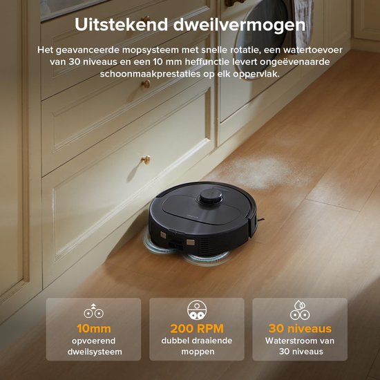 Roborock QV 35A robotstofzuiger - 8000Pa - met dweilfunctie - anti-verstrengeling - Dual Liftable Spinning Mops - Reactive Tech Obstacle Avoidance - Zelfreinigend - 2,7 L stofzak - 4 L watertank - Qrevo Plus/Qrevo upgrade
