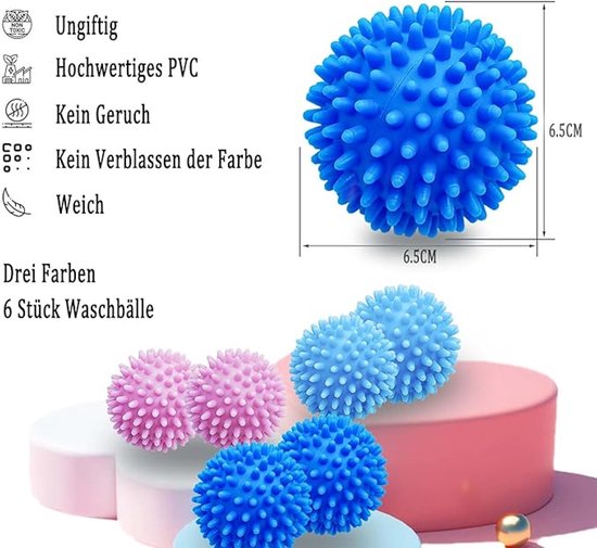 Famanu 6 pièces balles de lavage, balles de séchage pour balles de séchage, duvet pour doudounes, sèche-linge, balle, balle de séchage, balles de tennis, balles de lavage en duvet pour machine à laver
