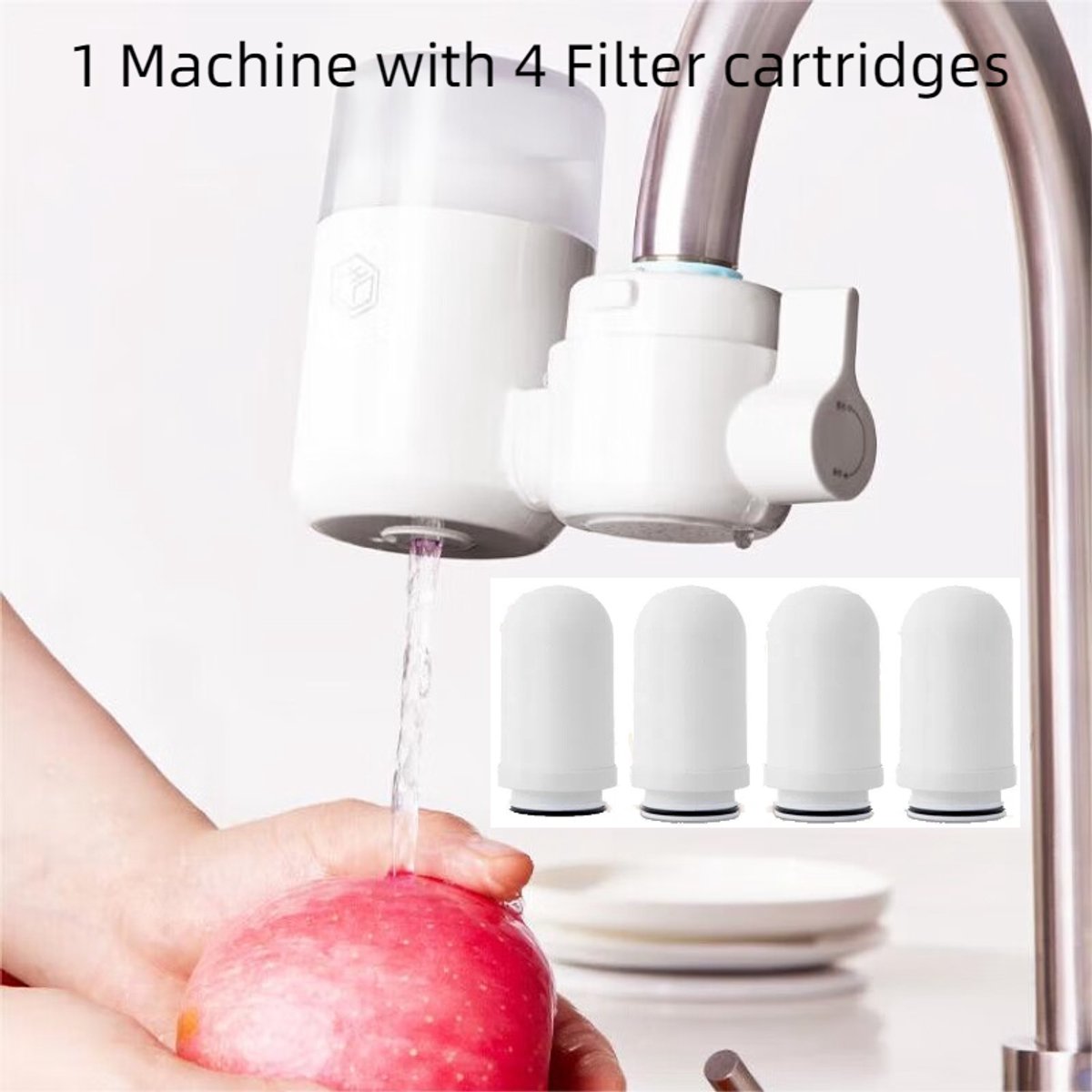 Kraanfilter - Waterfilter - Waterzuiveraar - kraan - Inclusief 4 filter, Waterontharder & wathernntkalker – 1 Apparaat + 4 wilter – Voor Keukenkraan