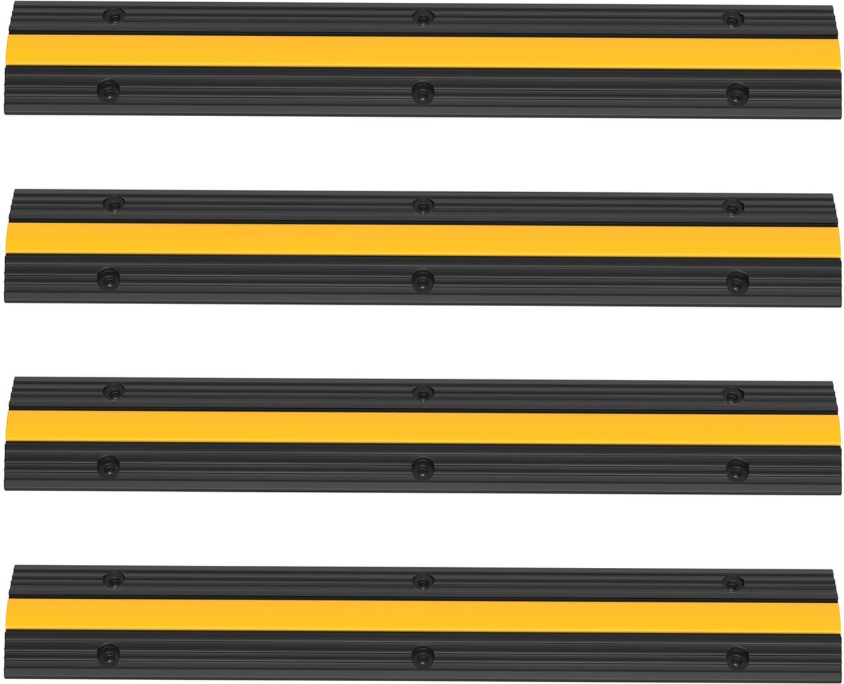 Kabelgoot Vloer 4 Stuks Kabelbrug Kabelbescherming Kabelgeleider Kabelgoot Buitenterrein Flexibele Kabelafdekking Overloopbeveiliging Voor Parkeerplaatsen, Magazijnen, 100x15x3cm