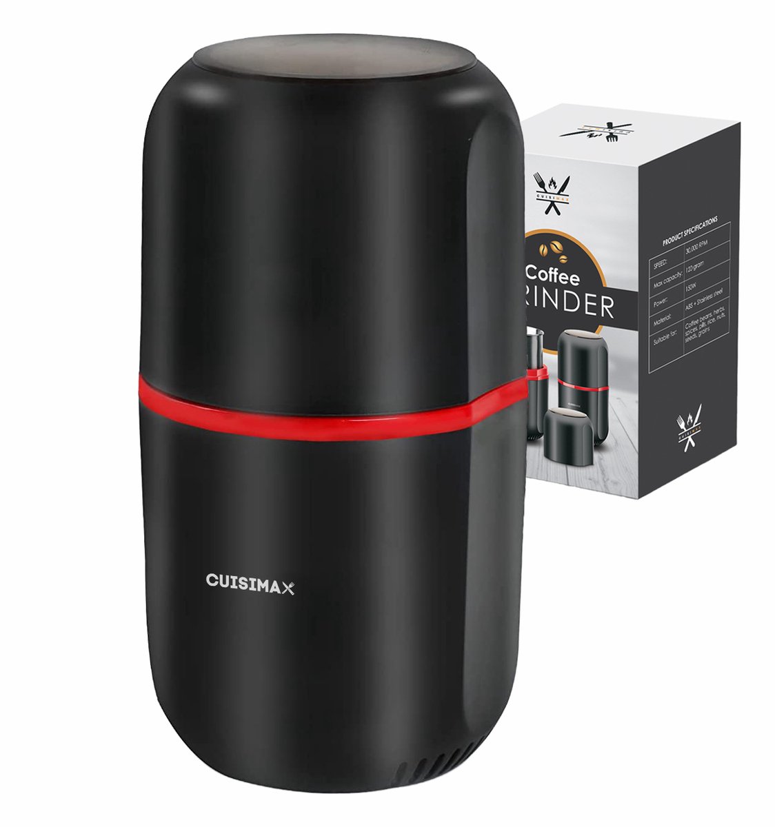 Bol.com Cuisimax Elektrische koffiemolen - One touch bediening - Koffiebonen maler - Kruidenmolen aanbieding