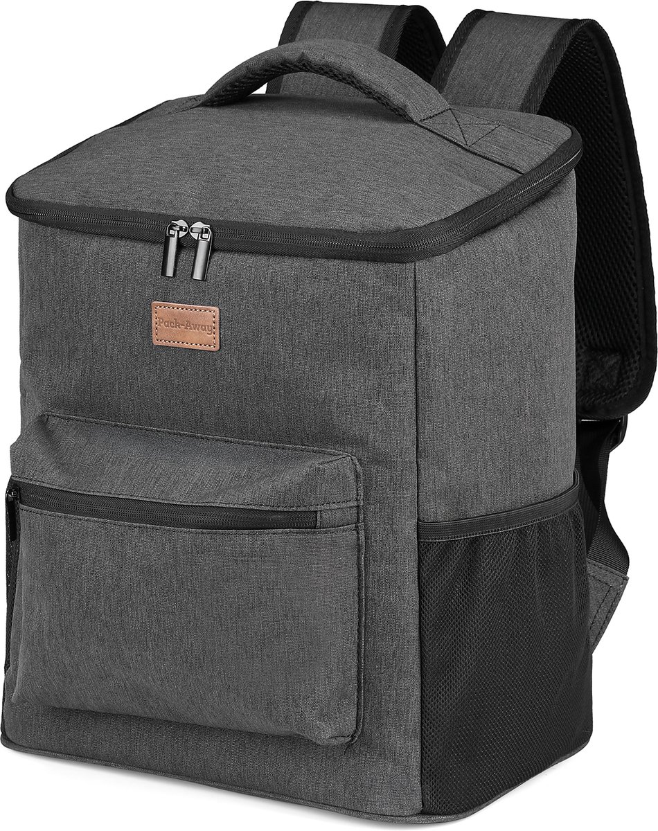Packaway Koeltas Rugzak 25L - Incl. 2 gratis koelelementen - Incl. gratis flessenopener - Waterafstotend - Anti diefstal vak - 4 Laags geïsoleerd - Grijs — cadeau in Sport & Outdoor - foto 4
