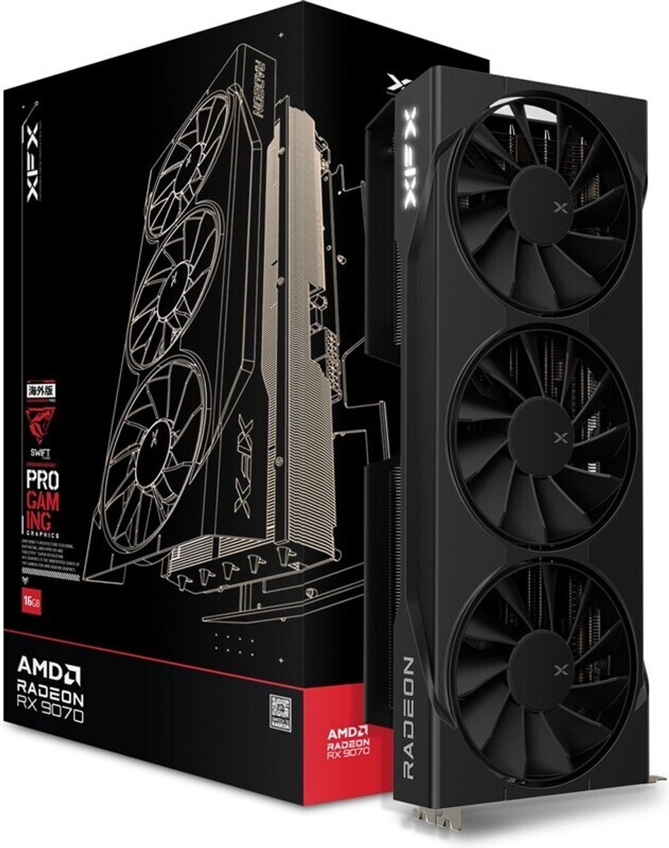 XFX SWIFT AMD Radeon RX 9070 OC Triple Fan Gaming Edition - Videokaart - 16GB - GDDR6 - PCIe 5.0 - 1x HDMI 2.1b - 3x DisplayPort 2.1a