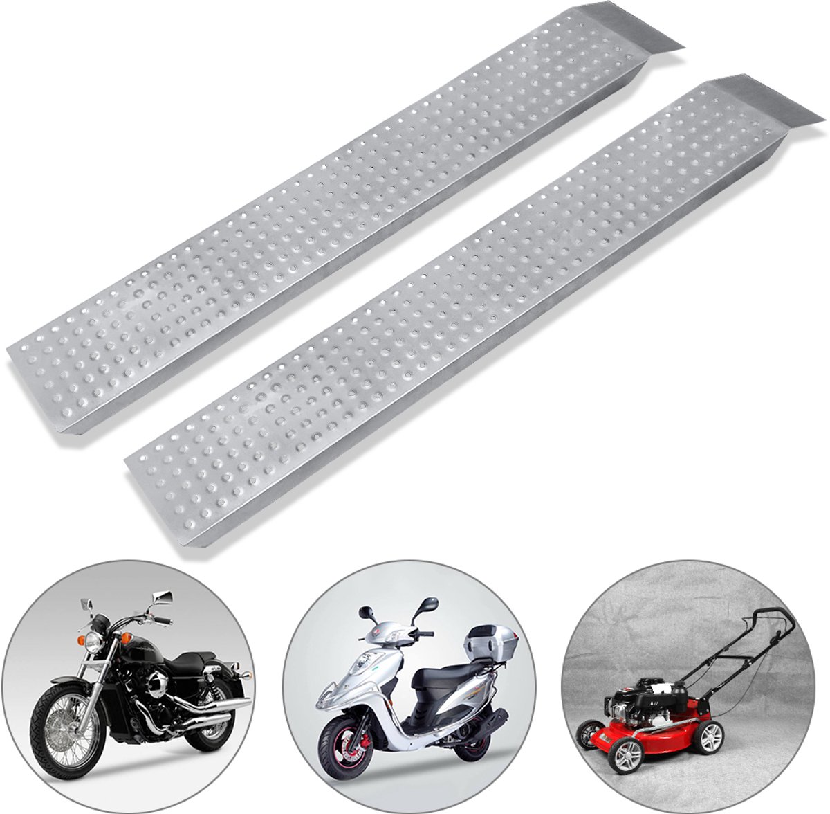 Aufun 2 stuks Oprijplaat van verzinkt staal tot 400 kg, antislip laadhelling voor aanhanger, motorfiets, ATV, quad, 160 x 22,5 cm, Zwart
