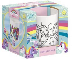 Totum Unicorn inkleur mok beker beschilderen speelgoed meisjes - knutselset keramiek incl verfstrip en penseel - knutselen cadeau tip Sint