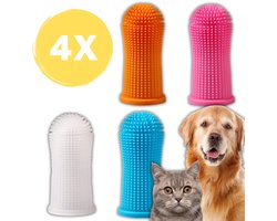 Tandenborstel Hond & Kat set van 4 - Honden tandenborstel - Katten tandenborstel - Tandenborstel Kat & Hond - Tandverzorging Hond & Kat - Set van 4 - Multicolor