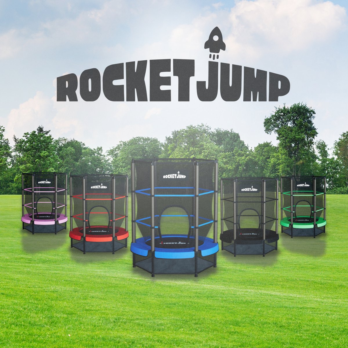 RocketJump LF14 Trampoline - Inclusief veiligheidsnet - Kindertrampoline 140 cm - Blauw — afbeelding 5