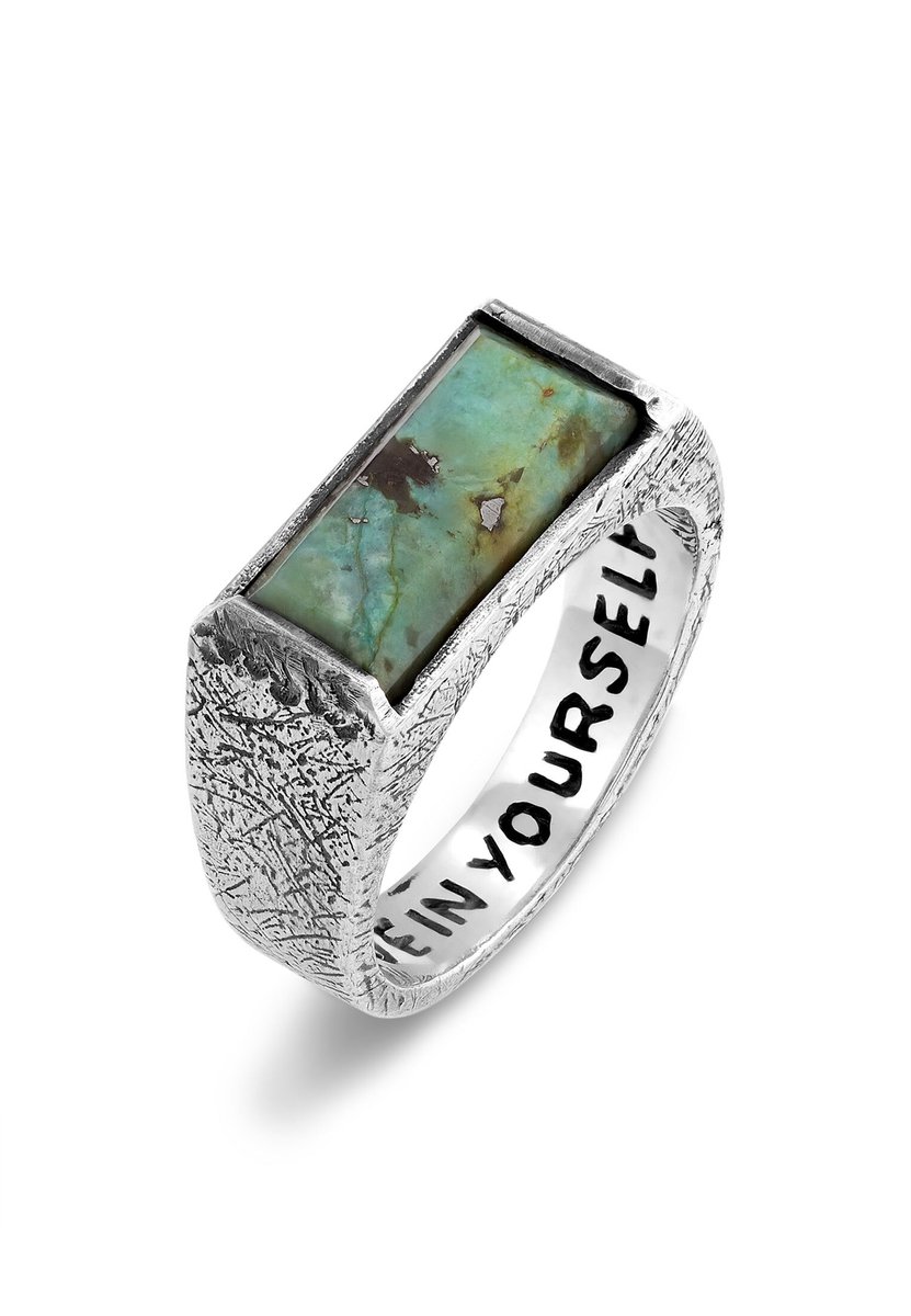 Haze & Glory - Ring - Siegelring Afrikanischer Türkis 925 Sterling Silber - Bold Bar -