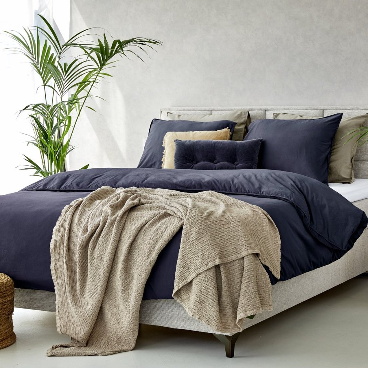 Dreamers Den gewassen Katoensatijn 300 TC Koningsblauw - Blauw - 200x200/220cm (260cm lengte)