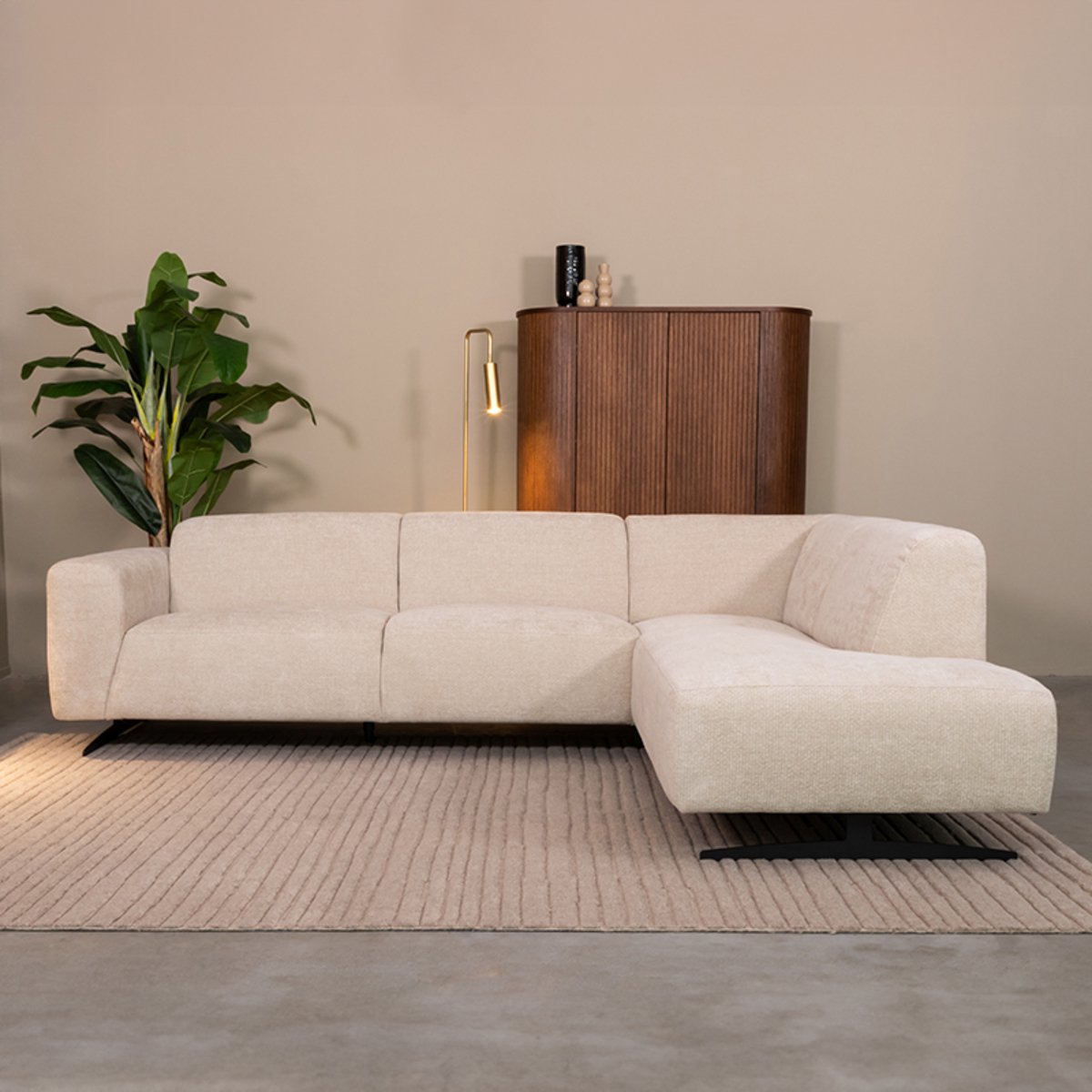 LABEL51 Rodano Hoekbank - Naturel - Chenille - Hoekbank Rechts - - - Met Armleuning