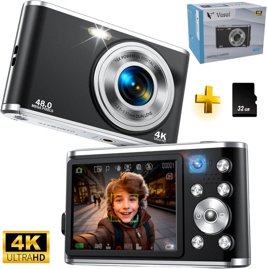 Vosoi digitale camera – 48MP & 4K Ultra HD – 32GB