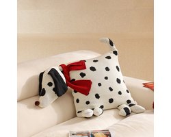 Dalmatiër - Sierkussen in vorm van Dalmatiër - Vormkussen – Zwart/Wit/Rood 42x42 cm - Luxe Pluche Sierkussen voor Kinderkamer & Woondecor – RBAN SPCTRA®