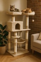 Bol.com Bobbel Home Krabpaal 143 cm - 2 knuffelige uitkijkplatforms - beige aanbieding